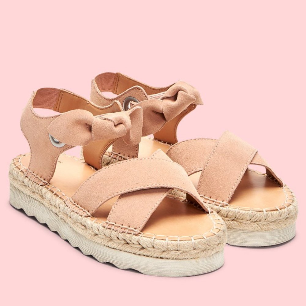 Frye & Co Blush Bow Platform Espadrille Sandals